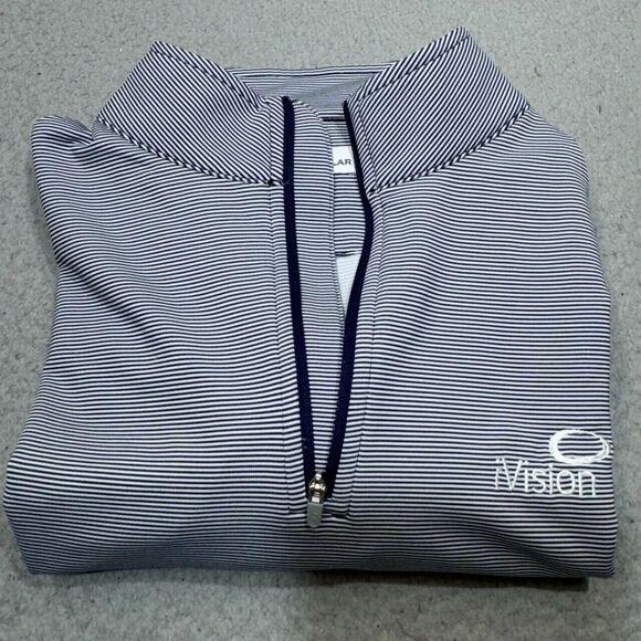 Peter Millar Sweater Mens Small Sugar Stripe Perth Performance Golf Stretch Zip - Picture 1 of 13